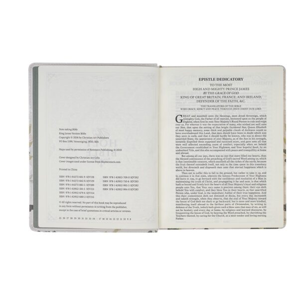KJV Bible Note-taking Faux Leather He Is Our Peace, Cream Floral Printed Ps. 91: - Image 3
