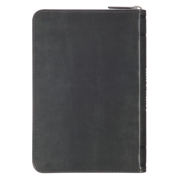 KJV Bible Pocket w/Zip Faux Leather, Black/Gray - Image 2