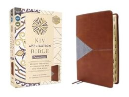 NIV Application Bible, Personal Size, Leathersoft, Brown/Blue Indexed
