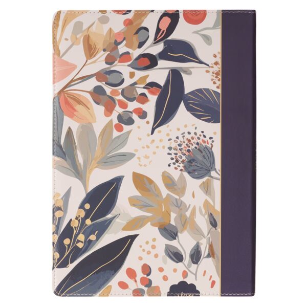 NLT, The Spiritual Growth Bible Faux Leather, Navy with leaves - Image 2