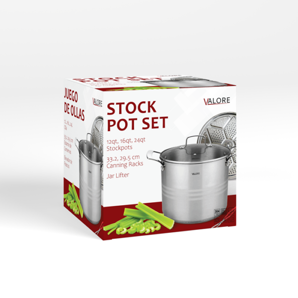 ETA July/Aug: Valore Stock Pot Set 12 qt,16 qt, 24 qt 5 ply