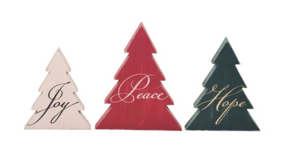Tree Block Set 3pc, Traditional Christmas