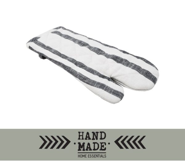 Set of 2 Gray Stripes Oven Mits