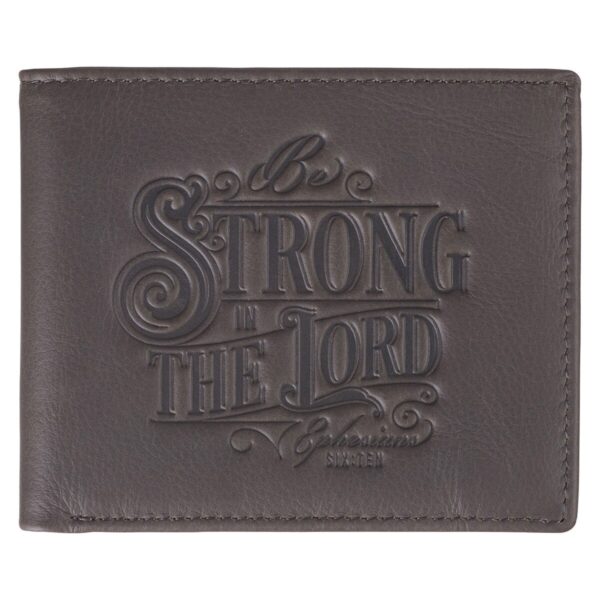 Wallet Leather Gray Strong in the Lord Eph. 6:10