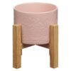 Planter w/Wood Stand Pink Floral Phil. 1:6