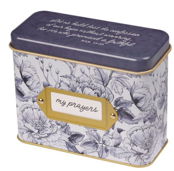 Cards In Tin Blue Floral My Prayers 1 Thess. 5:16-18