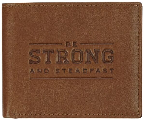 Wallet Leather Tan Be Strong and Steadfast Deut. 31:6