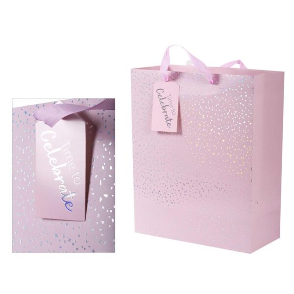 Lge Gift Bag, Pink Spkle