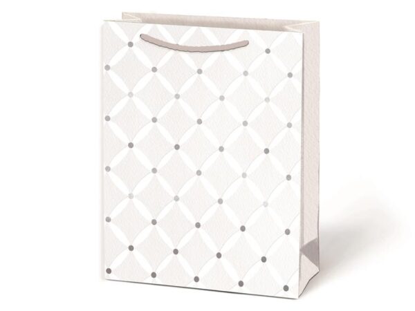 Quilted Large Gift Bag , White  Embossed