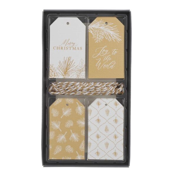 Gift Tags 16pc Christmas Gold/White