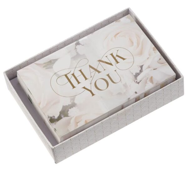 Boxed Cards Thank You White Roses