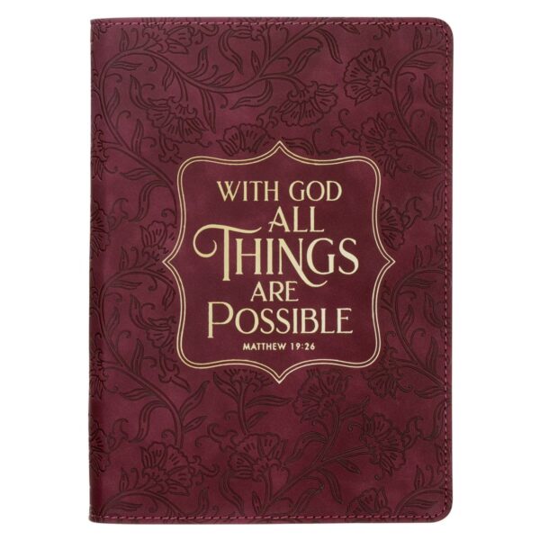 Journal Classic Burgundy With God Matt. 19:26