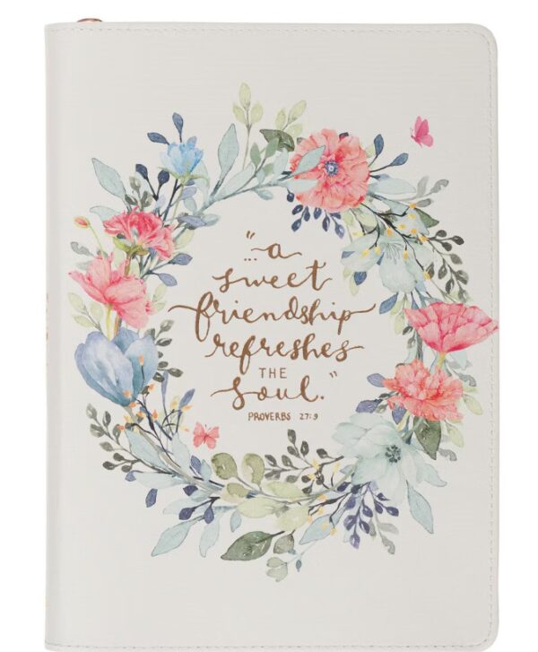 Journal Classic Zip White Sweet Friendship Prov. 27:9