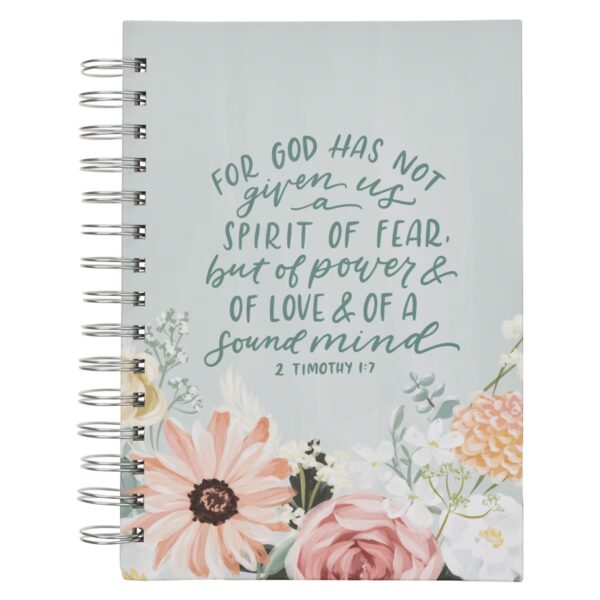 Journal Spiral-bound Blue Floral For God Has Not Given Us A Spirit of Fear 1 Tim