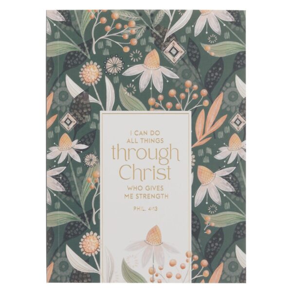 Notebook Bound Green All Things Through Christ Phil. 4:13