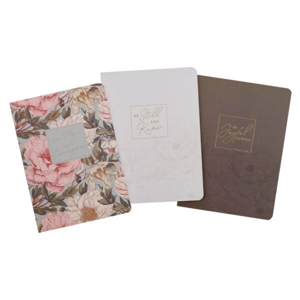 Notebook Set 3pc Strong & Courageous Floral Josh 1:9