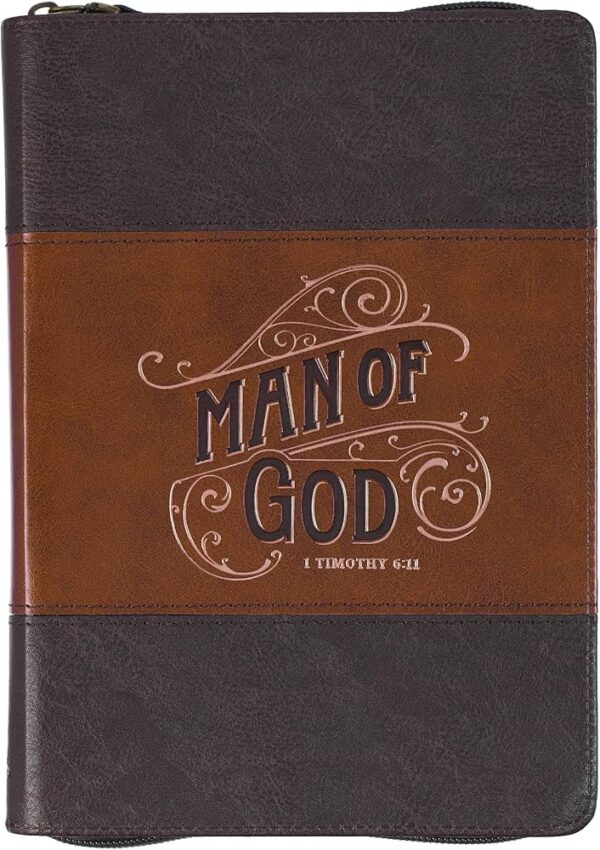 Journal Classic Zip Brown Two-tone Man of God 1 Tim. 6:11