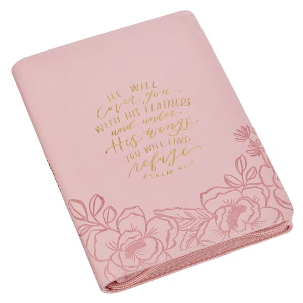 Journal Classic Zip Pink He Will Cover You Ps. 91:4 - Image 3