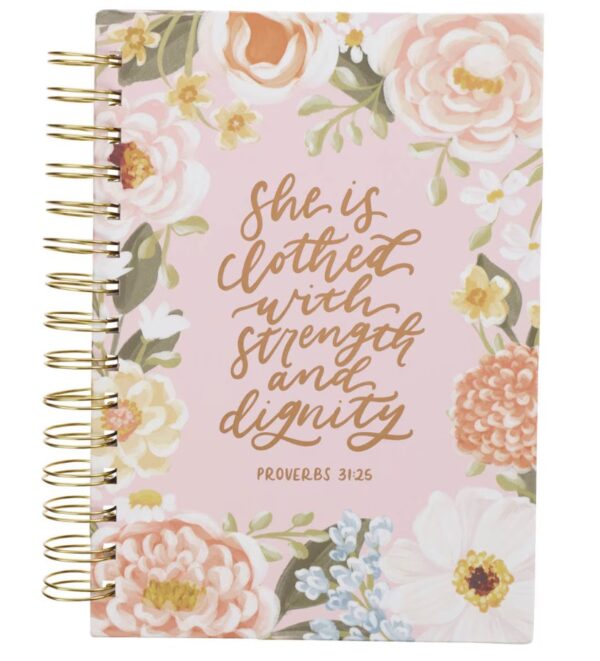 Journal Wirebound Pink Floral Strength & Dignity Prov. 31:25