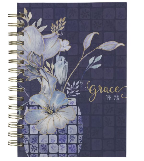 Journal Wirebound Blue Floral Grace Eph. 2:8