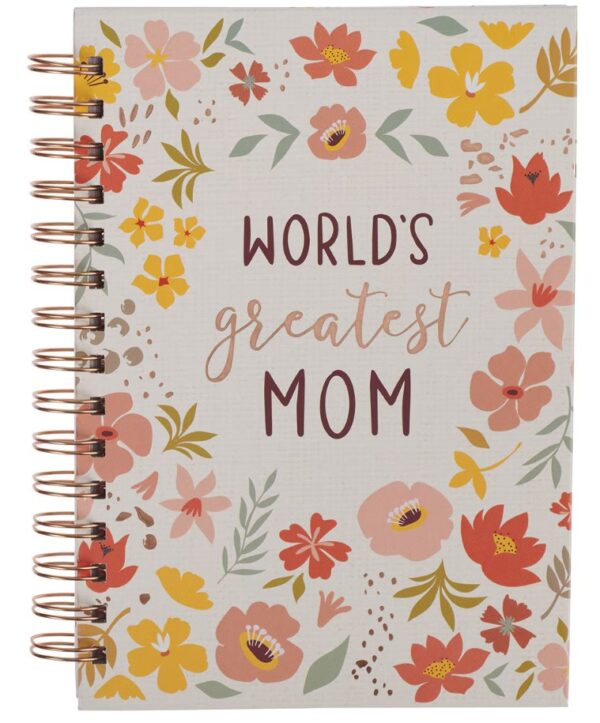 Journal Wirebound Peach Floral World's Greatest Mom