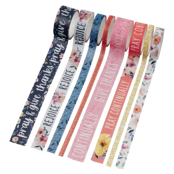 Washi Tape Set 8pc Rejoice Always 1 Thess. 5:16-18 - Image 3