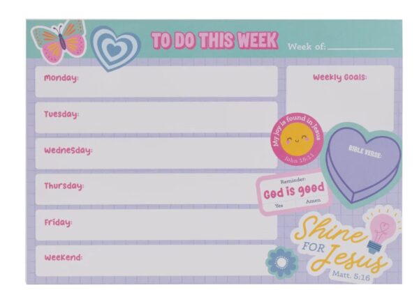 Weekly Planner Undated Shine For Jesus Matt. 5:16
