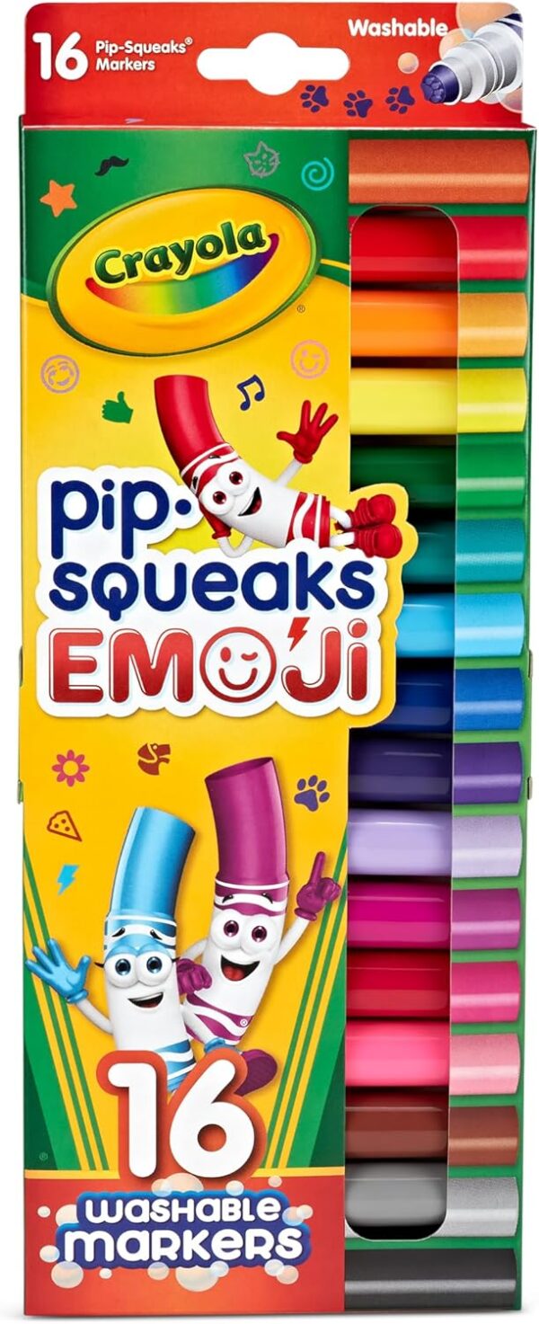 Crayola Emoji Pip-Squeaks Skinnies Washable Markers, 16 Count
