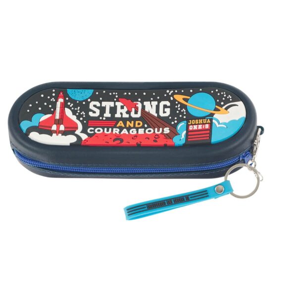 Pencil Case Navy Strong and Courageous Josh. 1:9