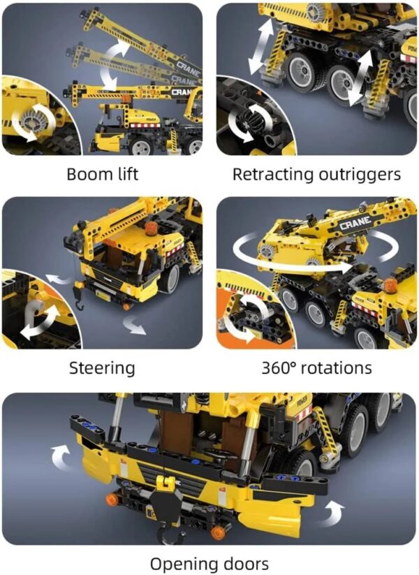 CaDA Mobile Crane Building Set – 658 Pcs Construction Vehicle Model Kit - Image 3