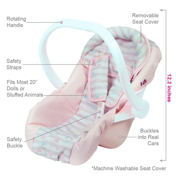 Classic Pastel Pink Car Seat Carrier (White Handle) - Image 3