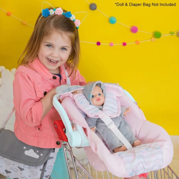 Classic Pastel Pink Car Seat Carrier (White Handle) - Image 4