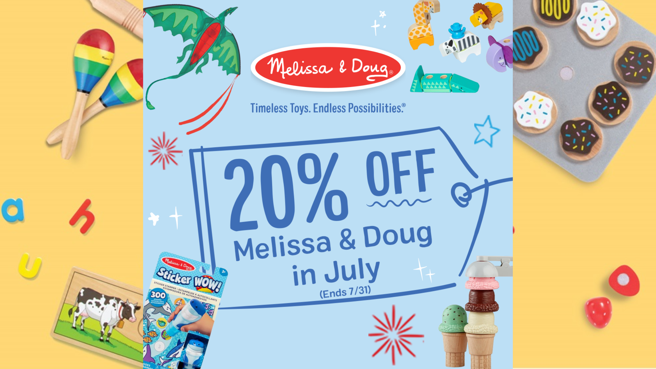 melissa and doug 20% sale banner
