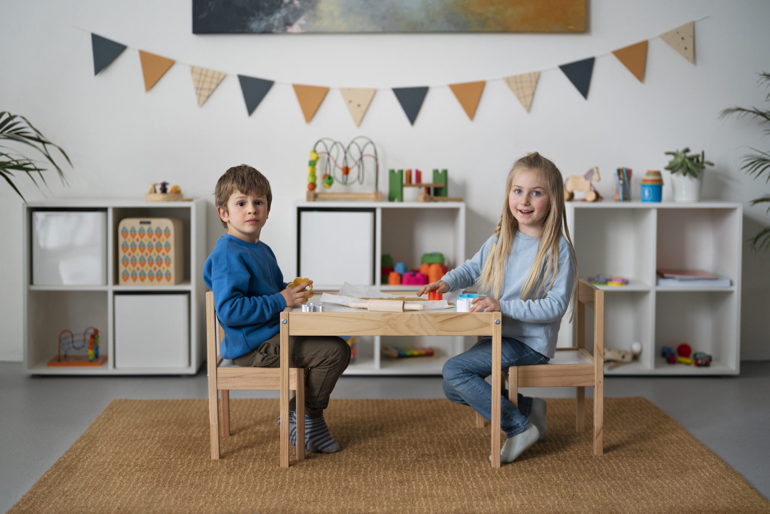 Back to School 22 Back to School full shot smiley kids sitting table scaled